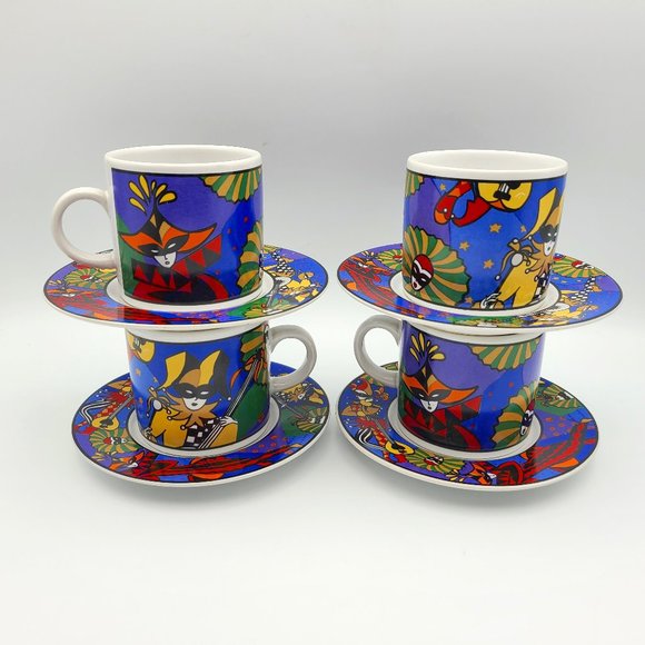 Sakura Verona 1993 Espresso Cup & Saucers Set by Sue Zipkin - Picture 1 of 10